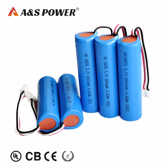 Fabricante de batería de litio 18650 Li Ion Baterías 3,7 V 2600 mAh 18650 con UL2054/Kc/CB